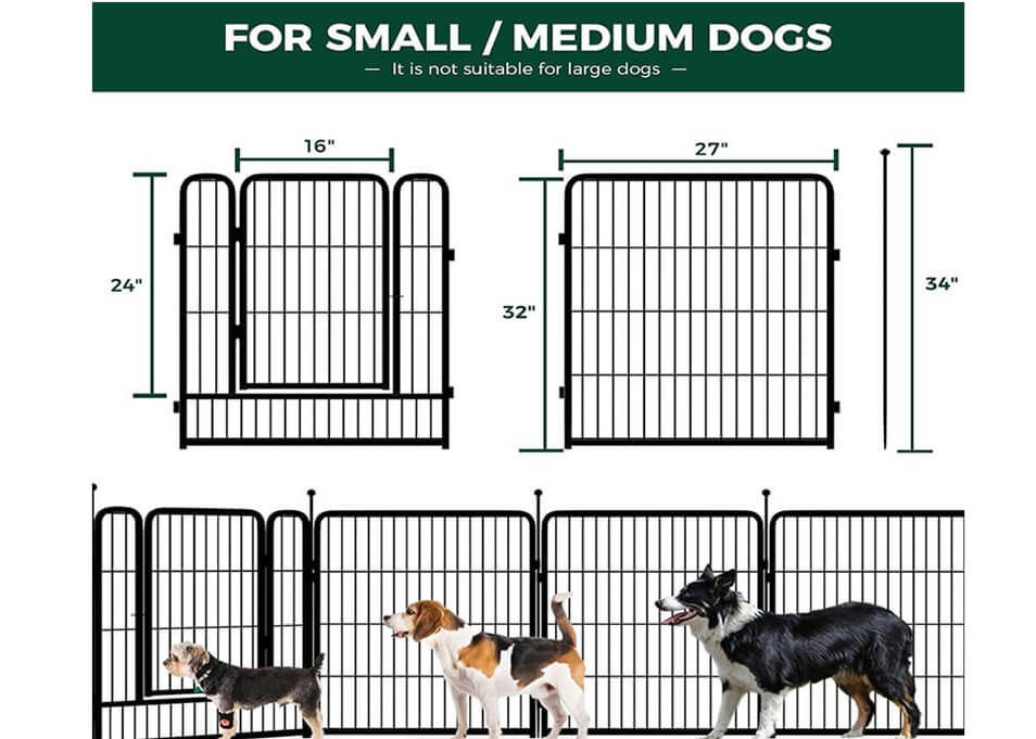 Outdoor Dog Playpen for Camping & Yard - 24-50" Height for Small/Medium Pets, 32-Panel